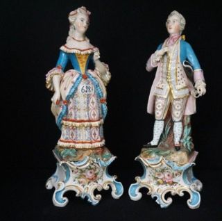 Rare Pair Antique Xxl Victorian Figurines Base Attr Jacob Petit Paris Porcelain