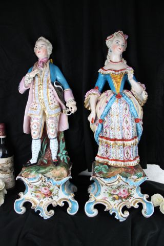 Rare PAIR antique XXL Victorian figurines base attr Jacob Petit Paris Porcelain 9
