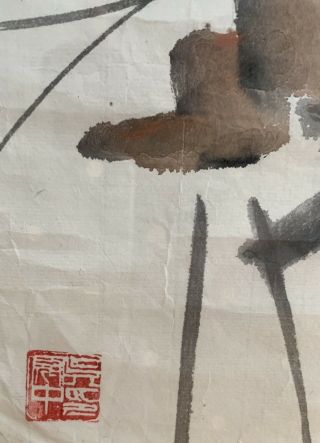 VINTAGE CHINESE WATERCOLOR HAND PAINTED SCROLL PAINTING WITH SEALS - Wu Guan Zhong 6