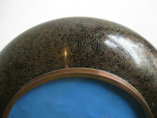 Fine Old Antique Chinese Black Cloisonne Enamel Over Brass Vase Orchid Bowl 10 