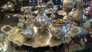 4255g ENGLISH 1845 dedicated MEXICAN HERO STERLING SILVER COFFEE TEA SET 5 ITEMS 7