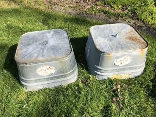 Vintage Wheeling Galvanized Metal Wash Tubs 62 - DT - Western NY 2