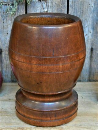 AAFA Early Antique Primitive Large Wood Mortar & Pestle Pantry Apothecary 5
