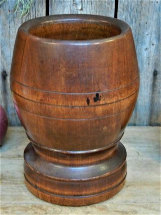 AAFA Early Antique Primitive Large Wood Mortar & Pestle Pantry Apothecary 6