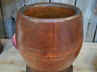 AAFA Early Antique Primitive Large Wood Mortar & Pestle Pantry Apothecary 7