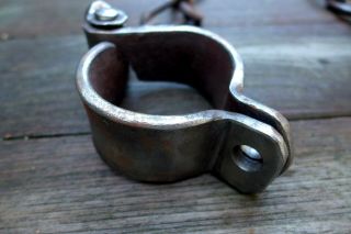 Vintage Antique Iron shackles with space for two padlocks handmade by blacksmith 3