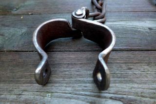 Vintage Antique Iron shackles with space for two padlocks handmade by blacksmith 4