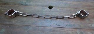 Vintage Antique Iron shackles with space for two padlocks handmade by blacksmith 7
