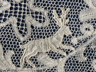 Whimsical Flying and Forest Creatures in Handmade Milanese Bobbin Lace Panel 11