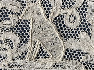 Whimsical Flying and Forest Creatures in Handmade Milanese Bobbin Lace Panel 4