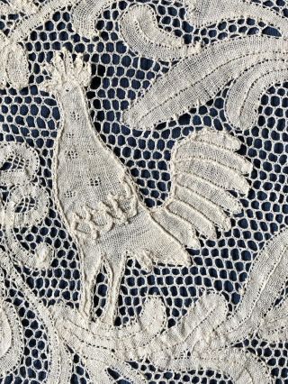 Whimsical Flying and Forest Creatures in Handmade Milanese Bobbin Lace Panel 9