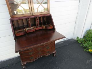 Tall Ball and Claw Feet Serpentine Front Mahogany Secretary Desk by Maddox 9669 3