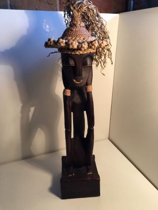 Vintage Old African Tribal Human Sculpture Wooden Carved Statues Figurine Art
