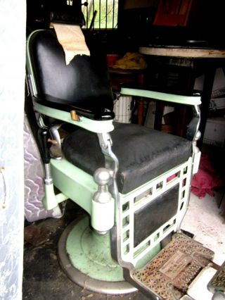 Vintage Theo A Kochs Barber Chair Minty Green Parts Or Use Authentic Lpo