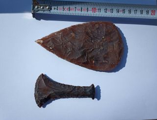2 Neolithic Stone Age Axe Tool,  Greece,  Circa 7000 - 5000 Bc,  Very Rare