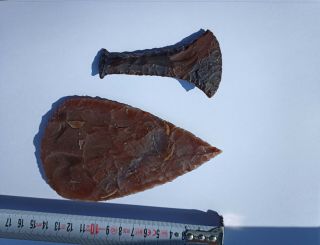 2 Neolithic Stone Age Axe Tool,  Greece,  circa 7000 - 5000 BC,  VERY RARE 6