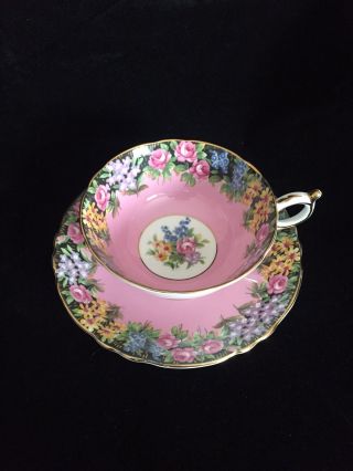 RARE VINTAGE PARAGON TEA CUP & SAUCER OLD ENGLISH GARDEN ROSE IN PINK 2
