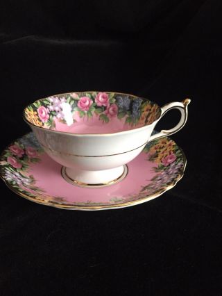 RARE VINTAGE PARAGON TEA CUP & SAUCER OLD ENGLISH GARDEN ROSE IN PINK 3