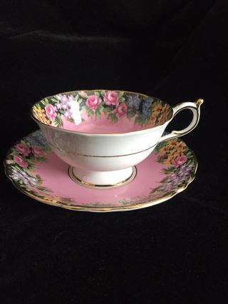 RARE VINTAGE PARAGON TEA CUP & SAUCER OLD ENGLISH GARDEN ROSE IN PINK 4