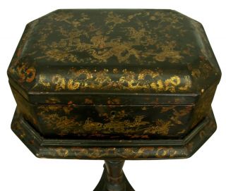 Antique Chinese Teapoy Caddy on Stand 19th Century 2