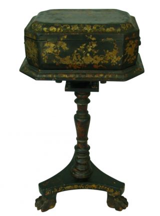 Antique Chinese Teapoy Caddy on Stand 19th Century 8