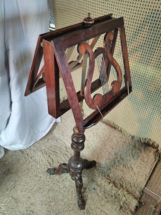 Victorian rosewood duet music stand rococo baroque influence beautifully carved 2