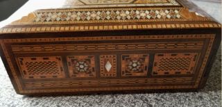 Vintage Syrian Wooden Micro Mosaic Box Secret Drawer Jewelry Box Inlaid MOP 5