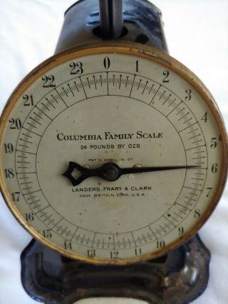 VINTAGE COLUMBIA FAMILY SCALE LANDERS FRARY & CLARK 24 LB.  BRITAIN CONN. 10