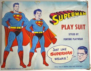Superman Play Suit Size 10 Funtime Playwear Vintage 1954