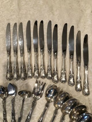 Gorham Sterling Silver “Buttercup” Pattern Flatware 122 PC Set W Wood Chest - Exc 3