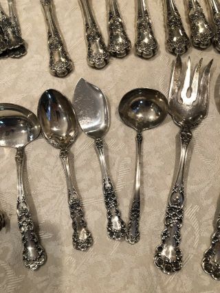 Gorham Sterling Silver “Buttercup” Pattern Flatware 122 PC Set W Wood Chest - Exc 6