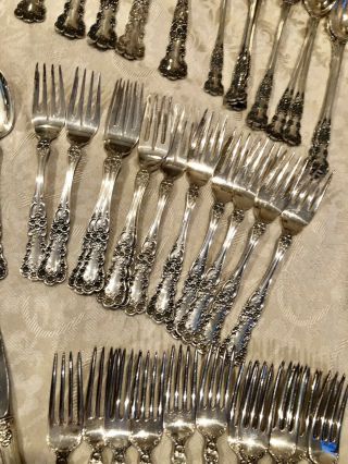 Gorham Sterling Silver “Buttercup” Pattern Flatware 122 PC Set W Wood Chest - Exc 8