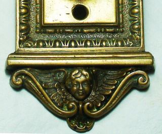 RARE ornate Sargent & Co.  bronze door push bell with winged head Angel and Newts 5
