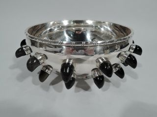 Midcentury Modern Bowl - 56 - Mexican Sterling Silver & Obsidian - Tane & Lunt