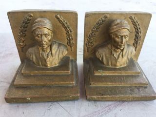 DANTE ALIGHIERI 1913 BOOKEND SET GALVANO BRONZE - PAUL MORI & SON 1889 - 1920 5