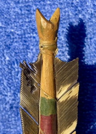 NATIVE AMERICAN PLAINS INDIAN 1800’s ARROW - WILD WEST SHOW - STONE - POINT - FEATHERS 12