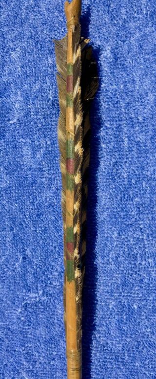 NATIVE AMERICAN PLAINS INDIAN 1800’s ARROW - WILD WEST SHOW - STONE - POINT - FEATHERS 9