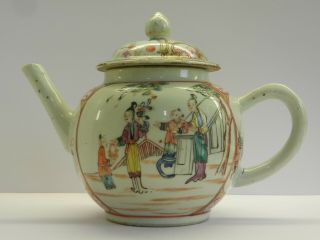 18th C Antique Chinese Export Qianlong Famille Rose Porcelain Teapot.