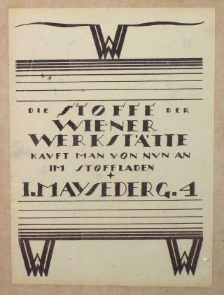 Antique 1914 Weiner Werkstatte Secessionist Fabric Cloth Advertisement Handbill 2