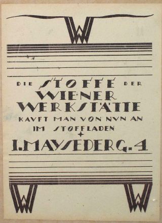 Antique 1914 Weiner Werkstatte Secessionist Fabric Cloth Advertisement Handbill 5