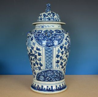 FINE LARGE ANTIQUE CHINESE BLUE AND WHITE PORCELAIN VASE JAR RARE W3589 2