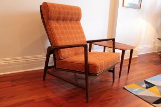 Ib Kofod - Larsen Reclining Lounge Chair For Selig Vintage Danish Modern Mcm