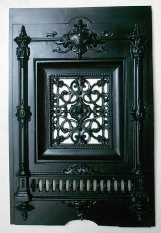 Antique Victorian Cast Iron Fireplace Insert Made By J.  L.  Jackson,  17 " X 26 "