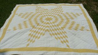 Antique Lone Star All Hand Quilted Quilt,  81 " X 79 "