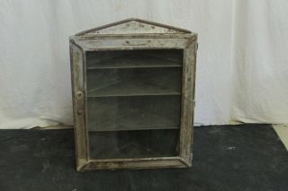 Antique Vintage Metal Pharmacy Medicine 4 Shelf Corner Cabinet With Handle 1883