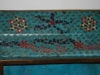 Fine Old Antique Chinese Cloisonne Enamel Square Bronze Tray Plaque BIG 13.  5 