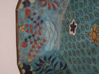 Fine Old Antique Chinese Cloisonne Enamel Square Bronze Tray Plaque BIG 13.  5 