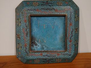 Fine Old Antique Chinese Cloisonne Enamel Square Bronze Tray Plaque BIG 13.  5 
