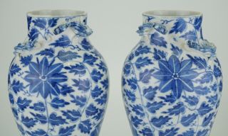 PAIR Antique CHINESE Blue and White Porcelain Chilong Dragon Vase Xuande 19th C 5
