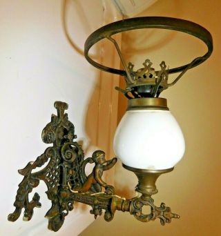 Antique Ornate Bronze? Wall Sconce Lamp With Cherub Putti Converted? - No Shade